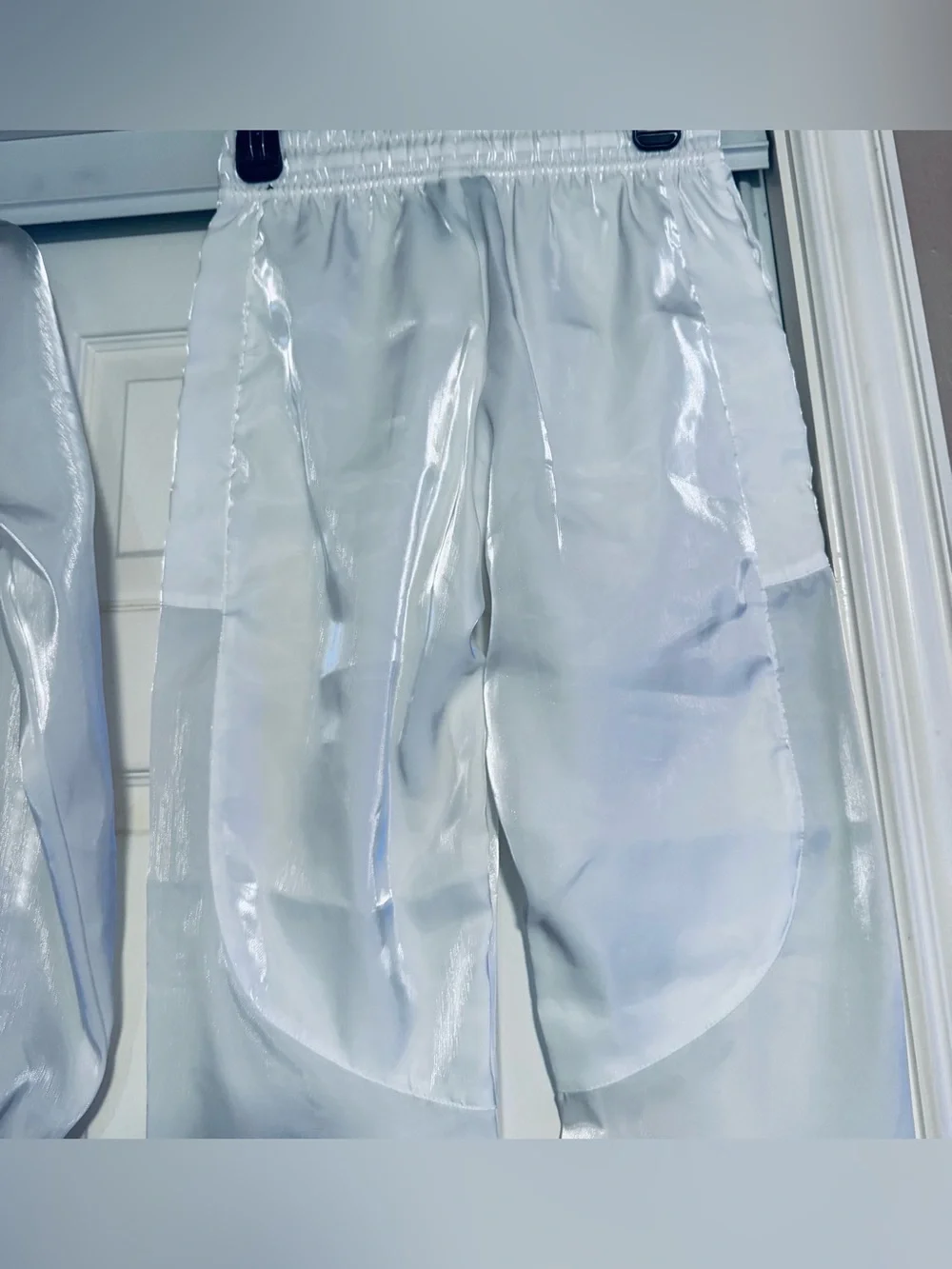 Nike White Sheer Zip Jacket and Jogger Pant Set with Neon Yellow Logo